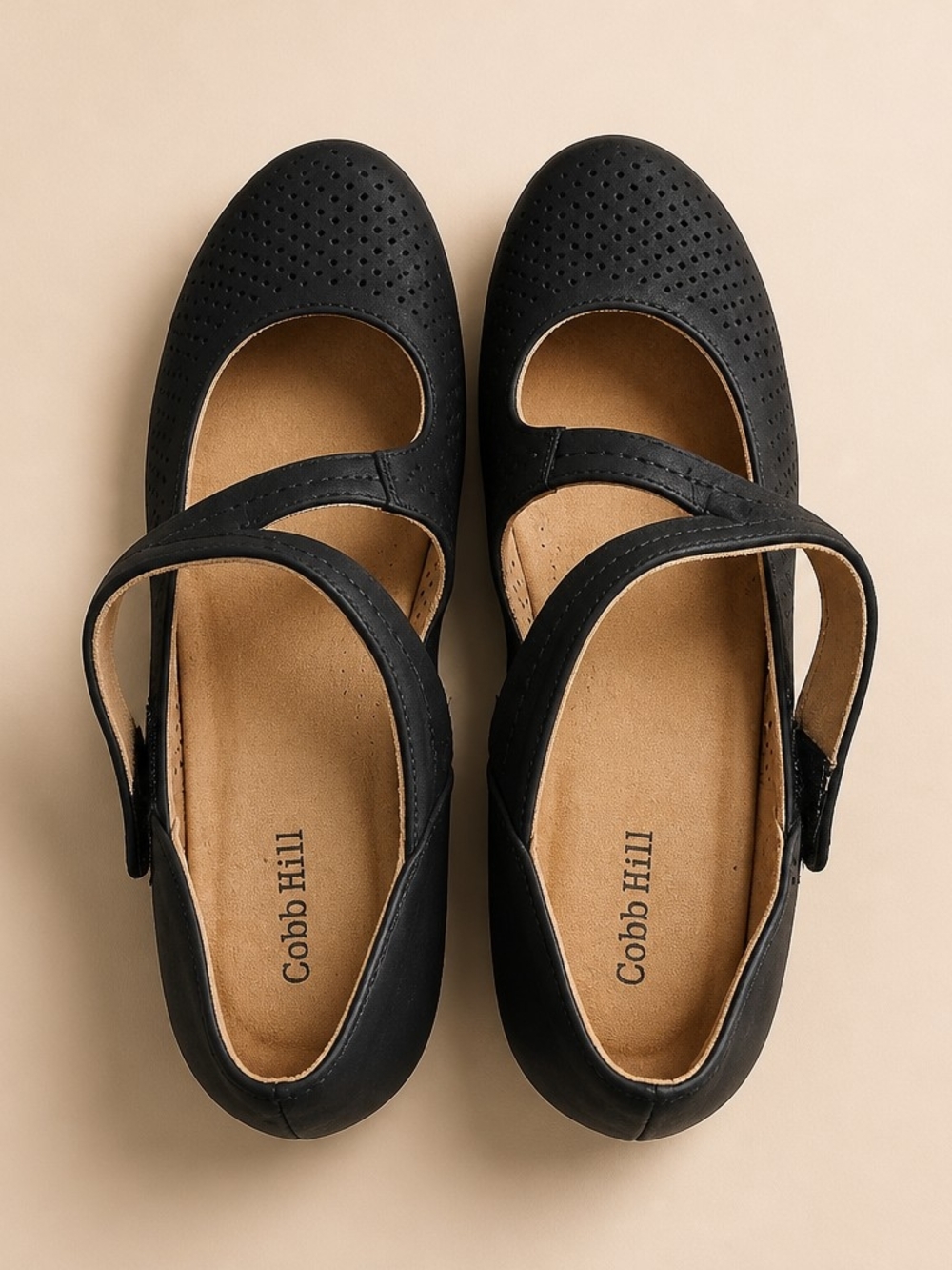 Cobb Hill by New Balance Black Perforated Mary Jane Flats